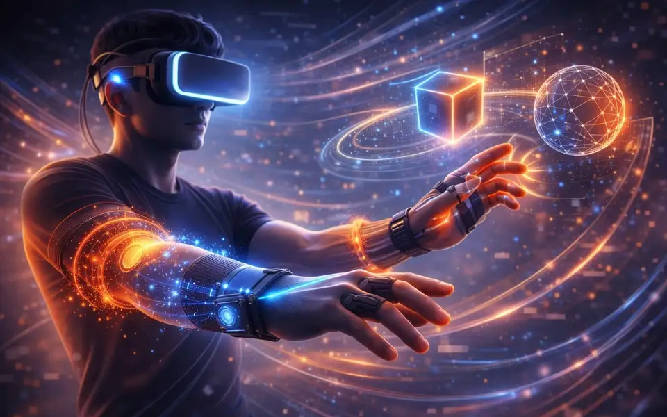 Cover art for Blind VR: Comparing Vibrotactile and Skin-Stretch Haptic Feedback for Conveying Spatial Information to Blind VR Users